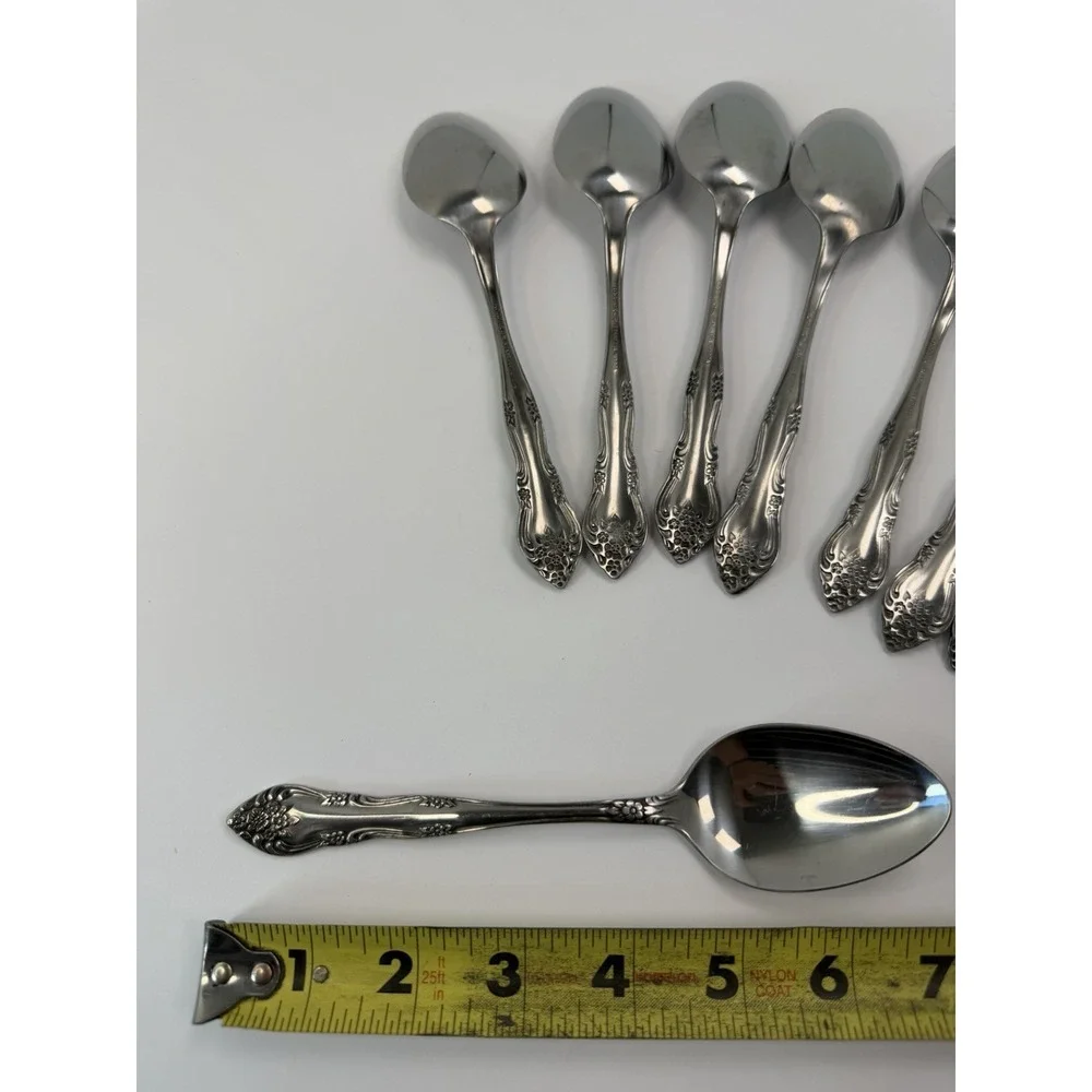 Rogers Dream Rose Soup Spoons Stainless Flatware Korea Set of 8